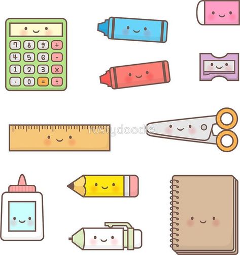 Kawaii Back to School Supplies Doodle Pattern Kawaii Back To School, Kawaii School Supplies, Hapkido, Diy School Supplies, Bullet Journal Writing, School Stickers, Cute Kawaii Drawings, Kawaii Doodles, Dessin Adorable