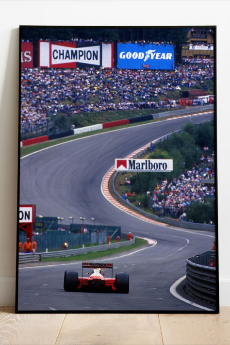 Vintage Senna Spa Belgian Grand Prix F1 Eau Rouge Wall Art Poster Print F1 Wall Art, Vintage Style Poster, F1 Fans, Belgian Grand Prix, Mclaren Formula 1, Aesthetic Poster, Minimalistic Style, Wall Art Poster, Vintage Aesthetic