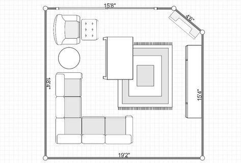 Connection Tv Above Corner Fireplace Living Room Layout, Diagonal Fireplace Living Room Layout, Offset Living Room Layout, Living Room Layout Tv In Corner, Living Room Built Ins Angled Ceiling, Living Room Furniture Layout Corner Fireplace, Open Concept Living Room Layout With Corner Tv, Living Room Layouts With Corner Fireplace, Corner Fireplace Tv Above