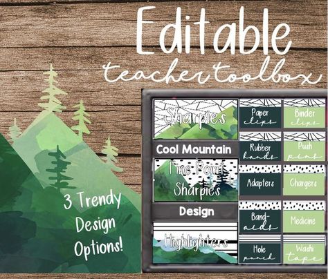 Mountain Classroom Decor, Grade 8 Classroom, Mountain Classroom, Preschool Classroom Themes, Elementary Classroom Themes, 2nd Grade Class, Camping Classroom, America Theme, Teacher Toolbox Labels