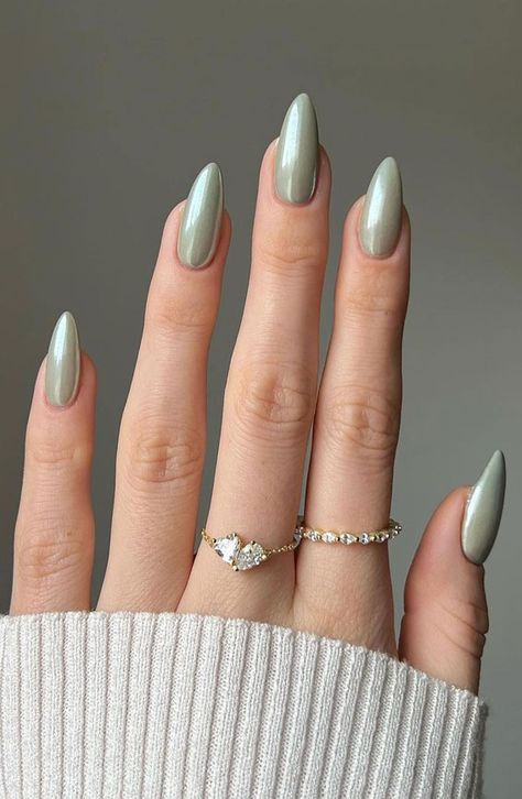 Glazed Green nails, Autumn Nails, Fall Nails, Fall Nails Colour, Autumn Nail Art, Fall Nail Art, Fall Nail Designs, Earthy Tone Nails Nails September 2024 Trends, Inspiration Nails, 2023 Nails, Light Blue Nails, Baby Blue Nails, Chrome Nails Designs, Inspo Hair, 2024 Nails, September Nails