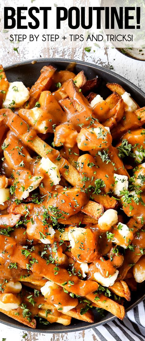 Poutine Gravy Recipe, Poutine Gravy, Canadian Poutine, Gravy Fries, Cooking French Fries, Poutine Recipe, Canadian Dishes, Carlsbad Cravings, Fries Recipe