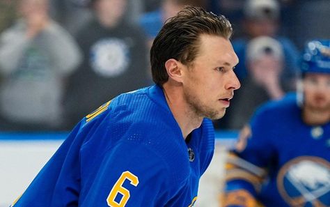 Buffalo Sabres defenseman Erik Johnson has exposed a pair of NHL referees for fixing a game between them and the Rangers. Erik Johnson, First Period, Buffalo Sabres, Hockey Player, Fix It, Nhl, Hockey, Buffalo, Two By Two