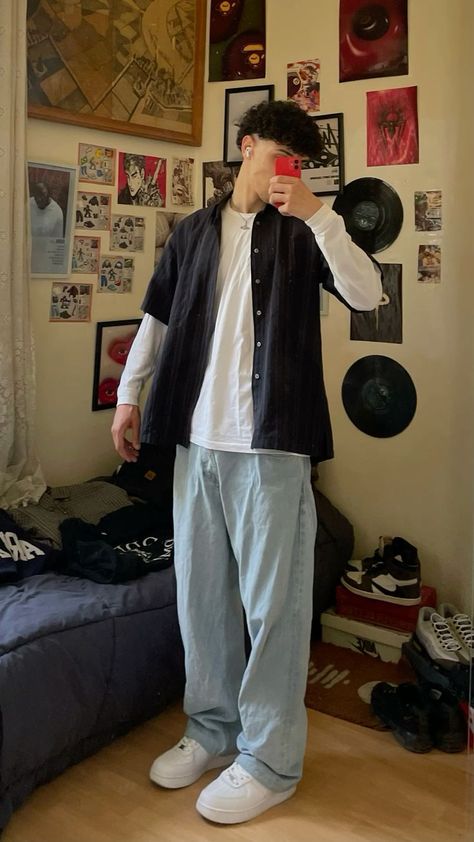 Aesthetic Boy Outfit Grunge, Baggy Guy Outfits, Softboy Outfits, Guys Fashion Casual, Stylish Outfits Casual, Guy Fits, Trendy Boy Outfits, Aesthetic Outfits Men, Classy Outfits Men