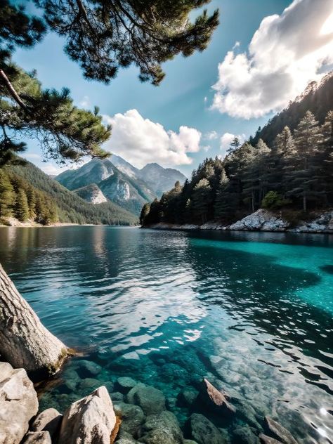 Lake in the mountains - SALE - CANVAS Lake And Forest, Beach Canvas, Marble And Gold, Blue Lake, Mountain Lake, Black Abstract, Buy Prints, Blue Abstract, In The Mountains