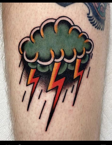 Thunder Tattoo, Cloud Tattoos, Rainbow Raindrops, Chest Tattoo Ideas, Sailor Jerry Tattoos, Devil Tattoo, Cloud Tattoo, Sailor Jerry, Roman Mythology