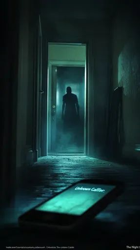 ↑↑↑ Larger size on website 🔸 The image depicts a dimly lit hallway with a shadowy figure standing at the end of a doorway. The fi Eerie Lighting, A Cell, Story Ideas, Green Light, Hallway, The End, Cell Phone, Quick Saves