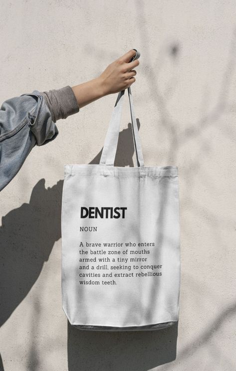 SPECIFICATION: * Tote Bag * 145/220g/m2 * 100% Cotton * Eco Friendly Raw Natural Finish ONE SIZE: * Dimensions: +/- 39x41 cm (15x16 Inches) * Capacity 15 Litres * With Long Handles DESCRIPTION: Introducing our premium cotton tote bag, a stylish accessory that celebrates the dental profession and offers both fashion and functionality. Handcrafted with care and designed t...#SelfCare #Dental #Optimal #Tips #Maintaining #Bright #Health #Smile #HealthTips #a #Wellness #for #FitnessTips #Essential Dentist Gift Ideas, Community Service Ideas, Dentist Teeth, Gift For Architect, Medical Bag, Dental Art, Dental Student, Book Enthusiast, Gifts For Dentist