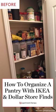 Before and After: This pantry was organized with IKEA and dollar store finds. #pantryideas #organizingideas #organization #pantryorganization #dollarstore #ikea #ikeafinds #ikeahacks #dollarstorehacks #cleaningideas #cleaningtips #organizingtips Cabinet Organization Diy, Cabinet Organization Ideas, Ikea Pantry, Dollar Store Finds, Small Pantry Organization, Sharpie Paint Pens, Ikea Finds, Organization Station, Small Pantry