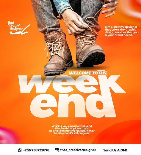 Welcome to the Weekend Welcome Poster Design Ideas, Weekend Flyer Design, Open Heaven, Real Estate Marketing Quotes, Cafe Posters, Canva Edit, Social Media Branding Design, Social Media Advertising Design, Writing Style