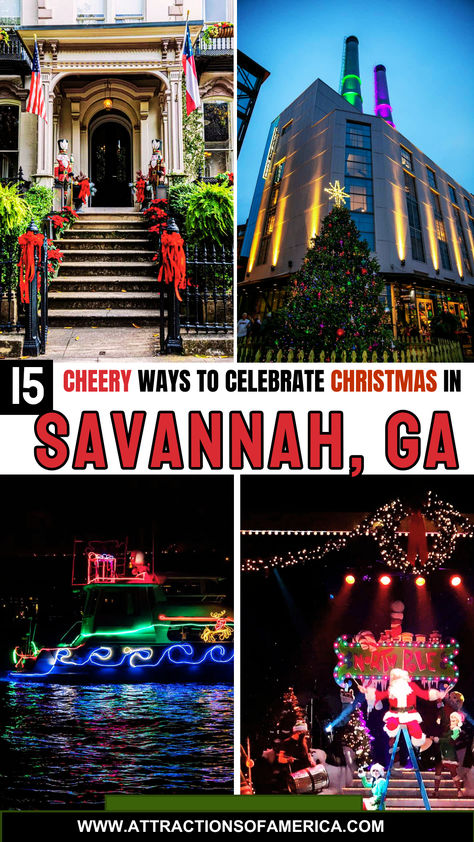 15 cheery ways to celebrate Christmas in Savannah, GA. Christmas In Savannah Georgia, Savannah Christmas Market, Christmas In Savannah Ga, Savannah Georgia Christmas, Christmas In Georgia, Savannah Christmas, Fort Stewart Georgia, Things To Do For Christmas, Hiawassee Georgia