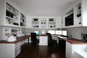 U-shaped Home Office Design Ideas, Pictures, Remodel and Decor Organiser Son Dressing, Office For Two, Kitchen Desk, Cozy Home Office, Home Office Storage, Office Workspace, Gaming Desk, Home Office Space, Home Office Organization