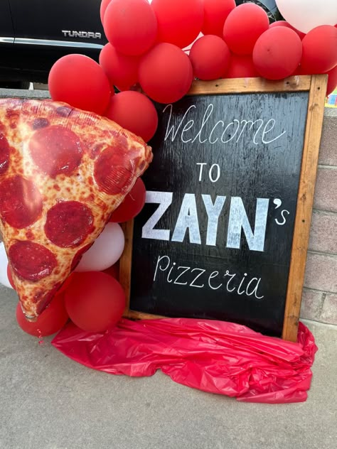 At Home 2nd Birthday Party Ideas, Pizza Party Theme Birthday, Pizza Party 1st Birthday, Pizza 1st Birthday Party, Pizza Theme 1st Birthday, Pizza Second Birthday, Pizza First Birthday Party, Pizza Themed 2nd Birthday Party, Pizzeria First Birthday