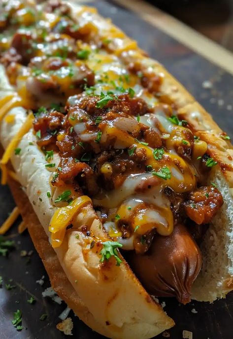 Chili Cheese Dogs are a quintessential American comfort food. At their core, they consist of a grilled or steamed hot dog nestled in a soft bun, smothered in Smothered Hot Dogs, Barbecue Hot Dogs, Crockpot Chili Dogs, Grilled Cheese Hot Dog Recipes, Pizza Dogs Recipes, Best Quick Dinner Recipes, American Food Recipes Dinners, Unhealthy Food Recipes, Chilli Dogs Recipe