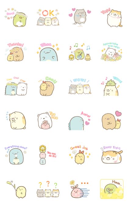 Sumikko Gurashi Everyday Stickers — Sticker for LINE & WhatsApp | Android, iPhone iOS Everyday Stickers, Whatsapp Sticker, Gif Png, Sumikko Gurashi, Cute Pastel Wallpaper, Cute Animal Drawings Kawaii, Cute Cartoon Characters, Wallpaper Stickers, Cute Kawaii Drawings