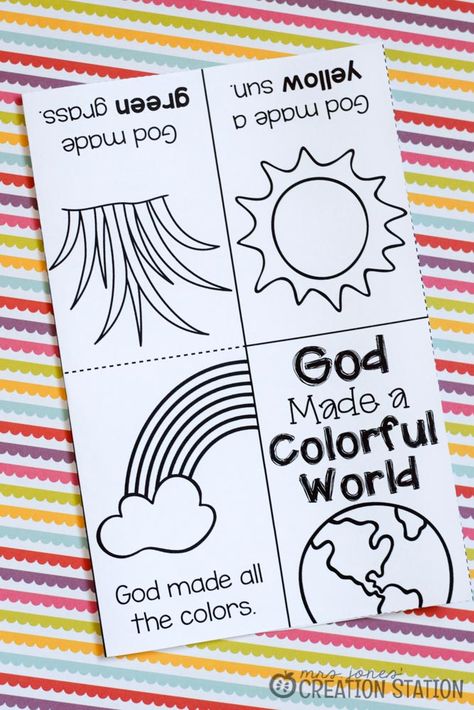 God Made a Colorful World FREE Reader Toddler Bible Lessons, Toddler Sunday School, Toddler Bible, Preschool Bible Lessons, Christian Activities, Bible Activities For Kids, Bible Story Crafts, Sunday School Crafts For Kids, Preschool Bible