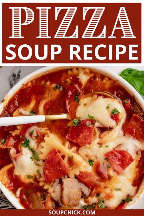 Pizza Soup Recipe Slow Cooker Pizza Soup, Pepperoni Pizza Soup, Pepperoni Soup Recipe, Pizza Soup Crockpot, Crockpot Pizza Soup, Supreme Pizza Soup, Pepperoni Soup, Pizza Soup Recipe, Spaghetti Soup