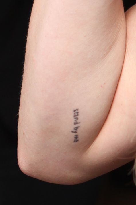 Hilary Duff's "Stand by Me" Tattoo Stand By Me Tattoo, Couple Tattoo Quotes, Couple Tat, Me Tattoo, Hidden Tattoos, Lettering Tattoo, Fire Tattoo, Custom Tattoo Design, Baby Tattoos