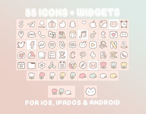 Kawaii, Cute Animal App Icons, Cute Pastel Icons For Apps, Cute Pastel App Icons, Icon Ideas For Iphone, Gaming App Icon, Cute Icon Pack, Shop App Icon, App Icons Cute