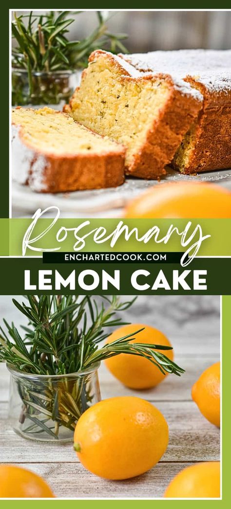 Rosemary Lemon Cake has soft herbal notes from rosemary paired with orange-like Meyer lemons. This simple cake is made in one bowl and is delicious with just a dusting of powdered sugar. Lemon Thyme Rosemary Cupcakes, Lemon Rosemary Cake, Africa Cake, Rosemary Cake, Ladies Tea, Drizzle Cake, Lemon Rosemary, Leftover Cake, Custard Filling