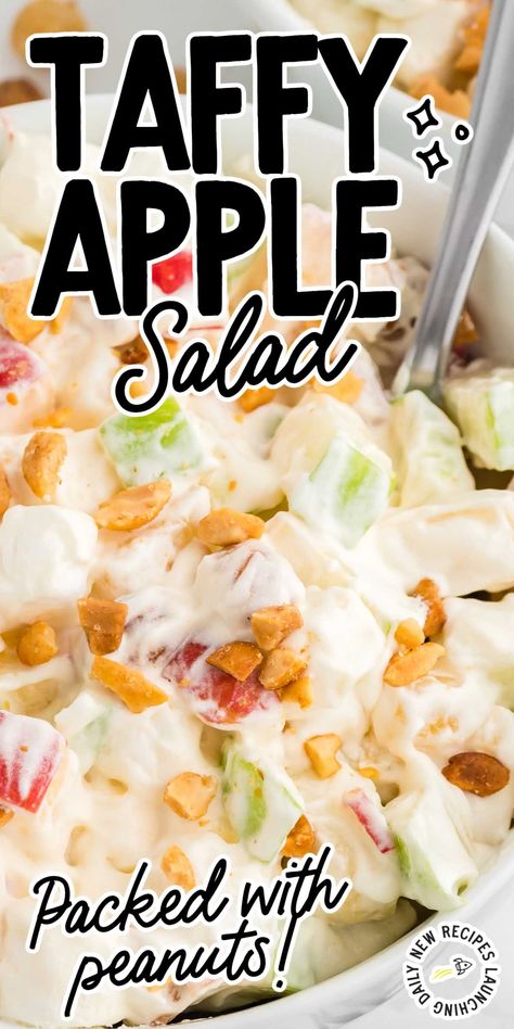 Pineapple Salad Recipes, Taffy Apple Salad, Fluff Recipes, Sweet Salads, Caramel Apple Salad, Taffy Apple, Jello Salads, Apple Nachos, Baked Apple Recipes