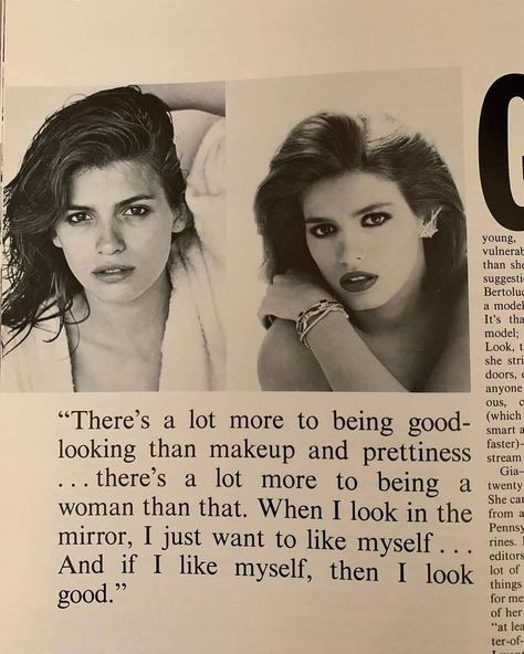 Gia Model, I Like Myself, Emily Weiss, Francesco Scavullo, Gia Carangi, Stream Of Consciousness, Drive Me Crazy, Being Good, Makeup Tutorials