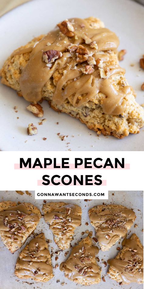 Scones Maple Pecan, Maple Pecan Scones Pioneer Woman, Maple Nut Scones, Maple Pecan Balls, Sourdough Maple Pecan Scones, Molasses Glaze, Maple Pecan Scones, Brunch Scones, Pecan Scones