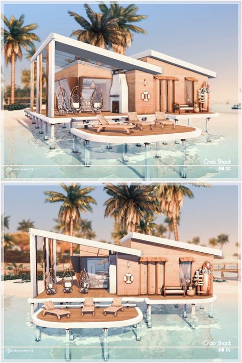 Sims 4 Beach House Layout, Sims 4 Island Living House, Sulani Homes Sims 4, Sims 4 Beach House, Beach House Layout, Family Lot, Sims 4 Modern House, Beach House Modern, Beach Houses Architecture