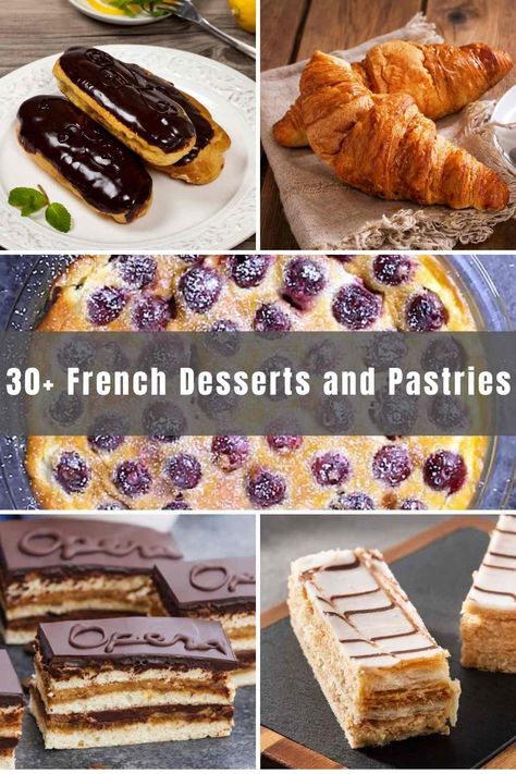 French cuisine is very popular around the world, and it is especially known for its love of desserts and pastries! Here we’ve rounded up over 30 of the best French Desserts and pastries for you to try in your own kitchen! Good luck, and bon appetit! French Desserts Aesthetic, French Desserts Recipes, Easy French Desserts, Savory Hand Pies Recipes, French Desserts Easy, French Food Recipes, French Pie, French Pastries Recipes, French Sweets