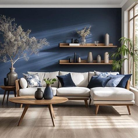 Cozy Blue Living Room, Indigo Living Room, Blue Living Room Ideas, Blue Walls Living Room, Soft Autumn Color Palette, Sofa Room, Autumn Color Palette, Kitchen 2024, Blue Living Room Decor