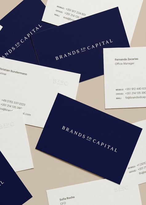 Dark Blue Brand Identity, Dark Blue Branding Design, High End Real Estate Branding, Luxury Blue Branding, Blue And Beige Branding, Blue Name Card, Dark Blue Branding, Indigo Branding, Real Estate Branding Ideas