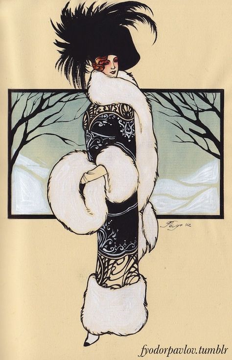 fyodorpavlov:    I promise I’m not already getting ridiculous about winter. I am thoroughly enjoying autumn and not hurrying it along. But I was watching Downton, and, well. Fyodor Pavlov Tarot, Vania Zouravliov, Fyodor Pavlov, Winter Prints, Chill Style, Manhwa Fanart, 1910s Fashion, Victorian Dresses, Art Printmaking