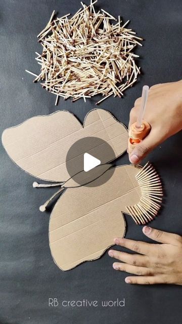 RB creative world on Instagram: "Matchstick Butterfly #reels #reelsinstagram #viral #viralreels #trending #butterfly #bestoutofwaste #craft #art #diy #easy" Diy Using Paper, Craft With Matchstick, Diy Butterfly Art, Diy Butterfly Decorations Craft Ideas, 2024 Diy Trends, Butterfly Paper Crafts Easy Diy, Cool Craft Ideas Diy, Easy Crafts For Kids To Make, Girly Crafts For Kids