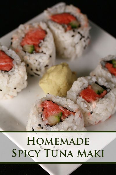 Spicy Tuna Sushi Rolls, Tuna Sushi Rolls Recipe, Tuna Maki, Spicy Tuna Sushi, Tuna Sushi Rolls, Homemade Sushi Rolls, Sushi Ideas, Sushi Grade Tuna, Sushi Recipes Homemade