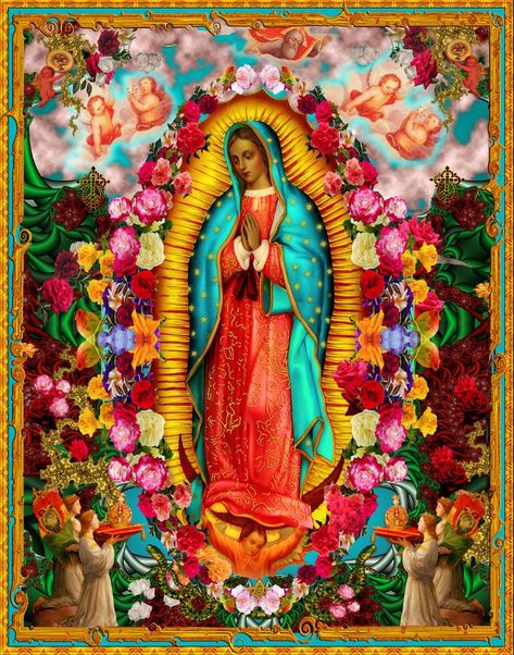 Virgin Mary Painting, Mother Nature Goddess, Virgin Mary Art, Mexican Culture Art, Nature Goddess, Virgin Of Guadalupe, Queen Of Heaven, Blessed Mother Mary, Our Lady Of Guadalupe