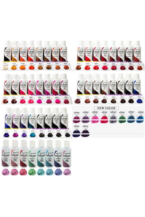 Creative Image Adore Dye Hair Colors, Adore Hair Dye Chart, Adore Color Chart, Adore Dye Color Chart, Adore Purple Hair Dye, Kiss Hair Dye, Adore Blue Hair Dye, Pink Adore Hair Dye, Adore Hair Colors