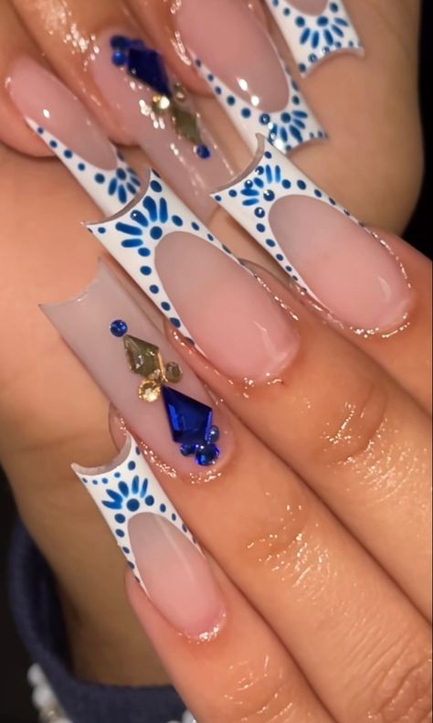 Mexican Nails, Long Acrylic Nail Designs, Diy Acrylic Nails, Colored Acrylic Nails, Girly Acrylic Nails, Pretty Gel Nails, Long Acrylic Nails Coffin, Acrylic Nails Coffin Pink, Unique Acrylic Nails