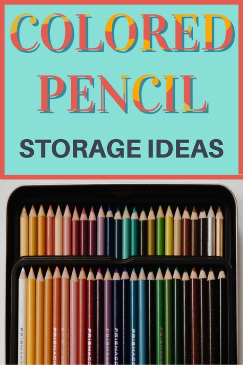 More than 25 colored pencil storage ideas and tips for children, adults and artists. Includes both DIY ideas and a wide variety of products. Best Way To Store Colored Pencils, Color Pencil Storage Ideas, Diy Colored Pencil Organizer, Colored Pencil Storage Ideas, Pencil Storage Ideas, Colored Pencil Organization, Organizing Colored Pencils, Coloring Organization, Color Pencil Storage