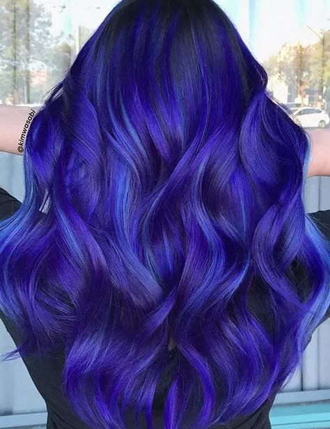 Blue Mystique And Purple Raven Purple And Blue Hair Ideas, Vibrant Hair Dye Ideas, Blue And Purple Dyed Hair, Purple Hair Vibrant, Purplish Blue Hair, Blurple Hair Color, Black Blue And Purple Hair, Purple Multicolor Hair, Blue Hair Color Ideas For Brunettes