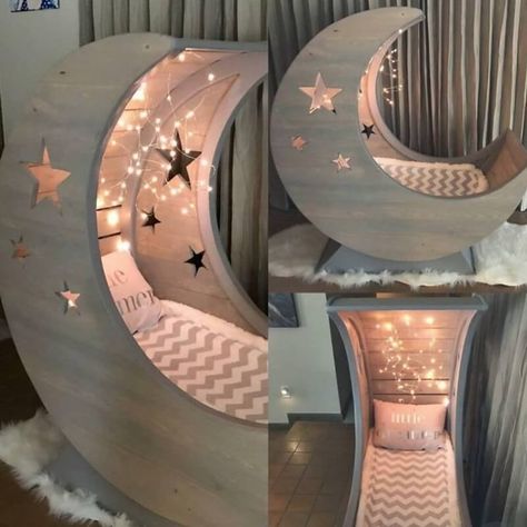 Woodworking Projects for Your Kids Room Moon Cradle, Moon Crib, Diy Furniture Cheap, Diy Crib, Baby Cradle, Diy Furniture Renovation, Baby Room Design, Amazing Decor, Nursery Baby Room