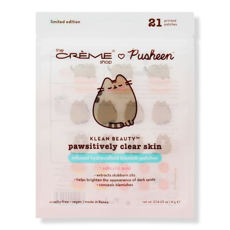 Pusheen Purr-fect Strawberry Hydrocolloid Blemish Patches - X PSHN PRFCT STRBRY HYDRCLD BLMSH PTCHSFormulated WithoutParabenSulfateIncludes21 patches total including:10 small patches8 medium patches3 large patches - Pusheen Purr-fect Strawberry Hydrocolloid Blemish Patches Blemish Patches, Pusheen Stuff, The Creme Shop, Creme Shop, Makeup Bag Organization, Acne Blemishes, Skin Care Treatments, Pusheen, Salicylic Acid