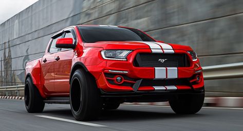 Wat Ford from Thailand has transformed the pickup into a raised ponycar. Coupe, Mustang Truck, Mustang Body Kit, Widebody Mustang, Best Small Cars, Best Hybrid Cars, Best Electric Car, New Ford Mustang, Ranger Truck