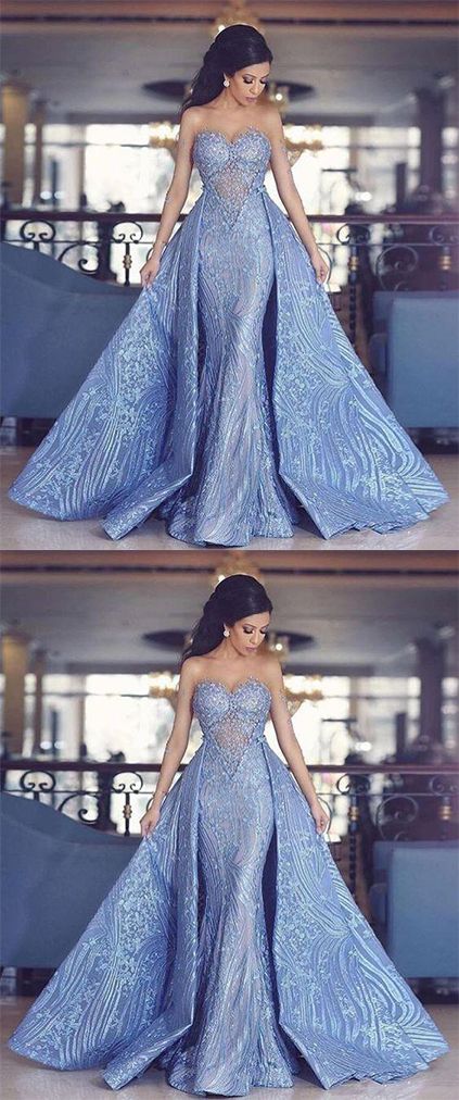 Train Fashion, Dress With Detachable Train, Gaun Koktail, Dresses Unique, Detachable Train, Mermaid Prom Dress, Best Prom Dresses, Blue Evening Dresses, فستان سهرة