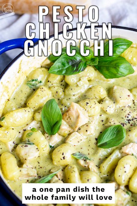 Essen, Easy Chicken And Gnocchi Recipes, Chicken Pesto Gnocchi Recipe, Gnocchi Recipes Easy, Gnocchi Pesto, Pesto Gnocchi, Sprouts Recipes, Cheesy Chicken Pasta, Gnocchi Pasta