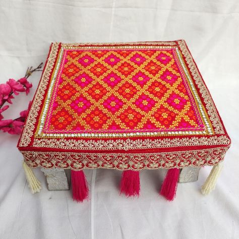 Chowki Cover... Ready to Dispatch pcs ..in 16*16 inches size .. DM us for more details or Whatsapp us on 9867422790 Pooja Chowki Decoration, Chowki Decoration, Ig Questions, Pooja Chowki, Thali Decoration, Thali Decoration Ideas, Marriage Ideas, Ganapati Decoration, Diwali Decoration Items