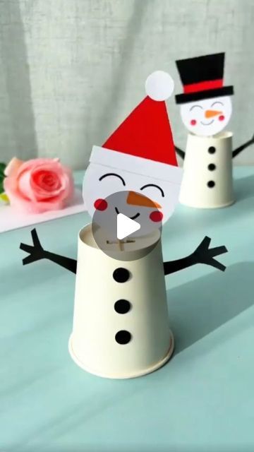 Itsy Bitsy Artsy I Art & Craft I Creative DIY on Instagram: "Make a head moving Snowman ⛄❄✨ with paper cups and paper. Quick, easy, and fun DIY for kids! Let their imaginations soar with this playful creation on upcoming Christmas. 
.
.
.
.
📌 Follow me for more:
➡️ @itsy_bitsy_23
➡️ @itsy_bitsy_23
➡️ @itsy_bitsy_23
.
.
.
.
#snowmancraft #kidscrafts #parentchildhandmade #craftykids #easyDIY #creativefun #craftsforkids #artforkids #craftycreations #handmade #DIYproject #snowmancraft #kidscraftideas #crafty #craftingwithkids #homemadetoys #funforkids #kindergartenactivities #kindergartenteacher #creativekids #playfulcrafts #craftyideas #papercups #chrismascrafts #parentchildcraft #craftinspiration #craftycreativity #DIYfun #craftyplay" Christmas Centerpieces Diy Kids, Diy Paper Cup Crafts, Snowman Crafts Diy For Kids, Christmas Art And Crafts For Kids, Quick Christmas Crafts For Kids, Christmas Arts And Crafts For Kids, Santa Crafts For Kids, Family Kids Crafts, Arts And Crafts For Kids Easy