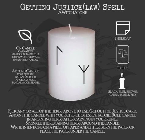 Protection From Law Spells, Spell For Legal Matters, Monday Magick, Rune Witchcraft, Justice Spells, Candle Magick Spells, Spiritual Topics, Banishing Spells, Witchy Spells