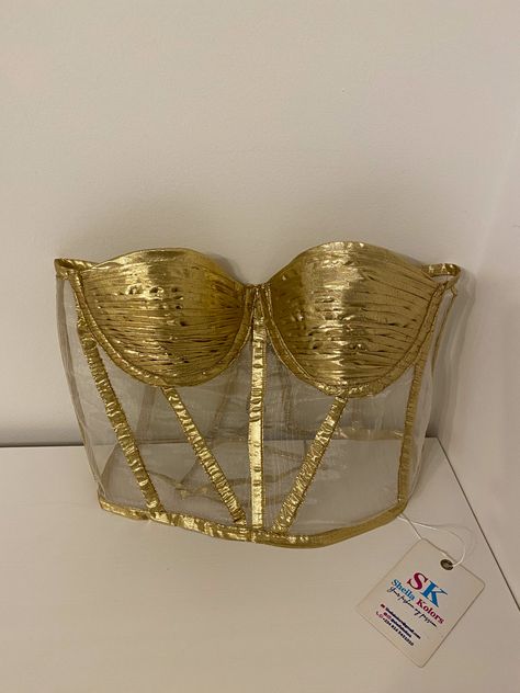 Metallic Bustier Top, Couture, Gold Underbust Corset, Gold Corset Belt, Top Gold Outfit, Gold Corset Outfit, Gold Corset Top, Aesthetic Corset Top, Metallic Corset Top