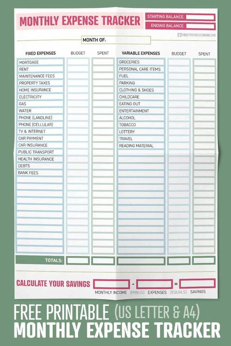 monthly expense tracker pinterest thumbnail Fixed And Variable Expenses Budget, Fixed Expenses And Variable Expenses, Fixed Expenses List, Variable Expenses List, Monthly Expense Tracker Printable Free, Expense Tracker Printable Free, Monthly Expenses Printable, Daily Expenses Tracker, Monthly Expenses Tracker