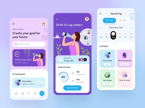 Habit App, Habit Tracker App, Creative App Design, Application Ui Design, Desain Ux, To Do App, Ux Design Mobile, Ui Ux 디자인, App Design Layout